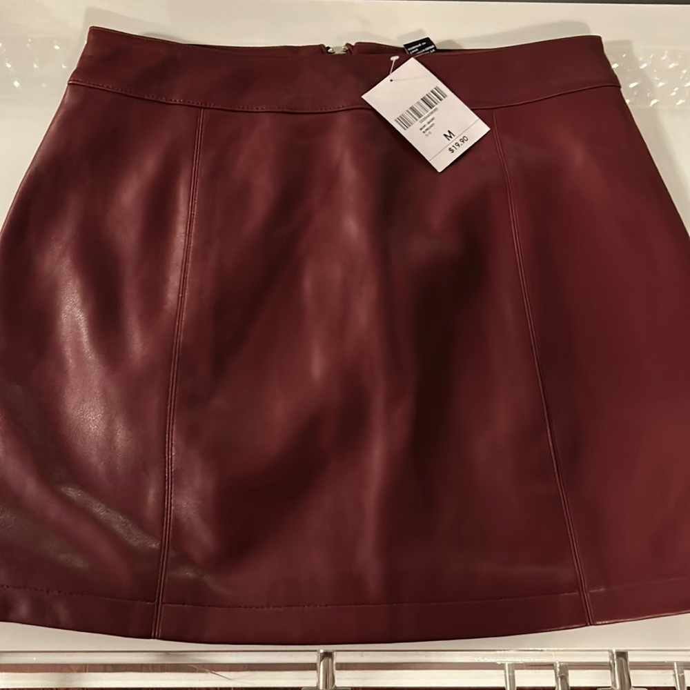 Burgundy faux leather skirt!